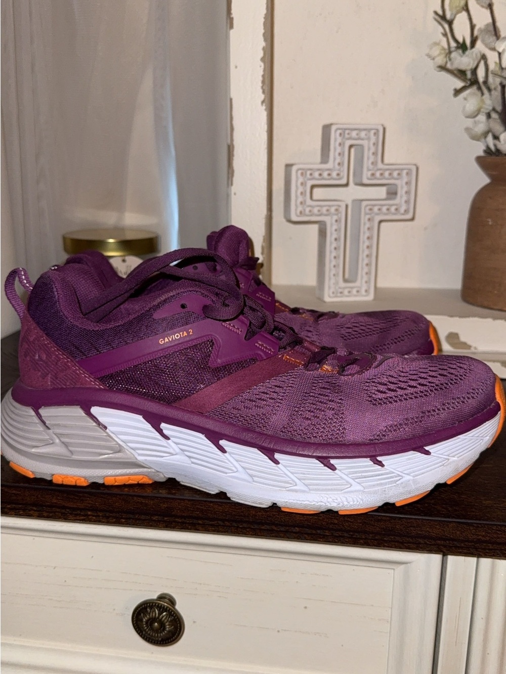 Hoka Gaviota 2 Women's Running Shoes - Purple with Orange Accents
